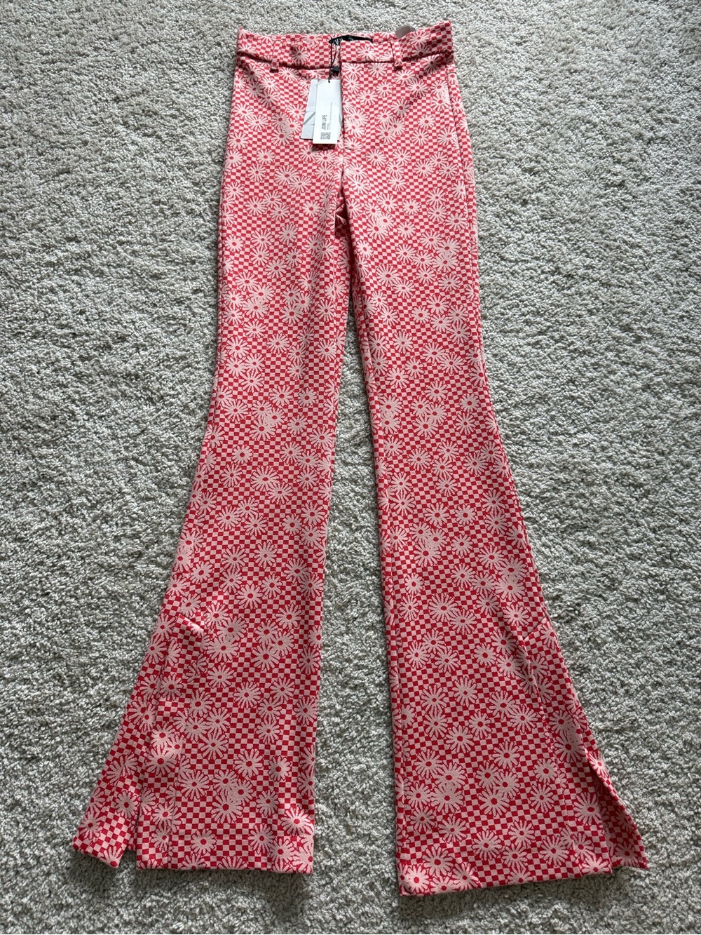ZARA Daisy Print Flare Pants
